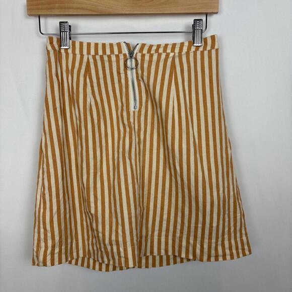 Urban Outfitters Rosie Ruffle Suspender Orange and White Striped Skirt Size: S - Picture 5 of 8